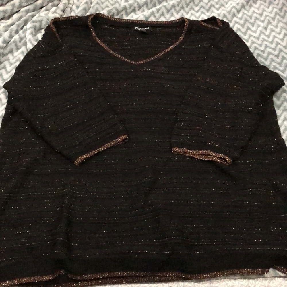 Roz & Ali 1X black sweater with copper accents